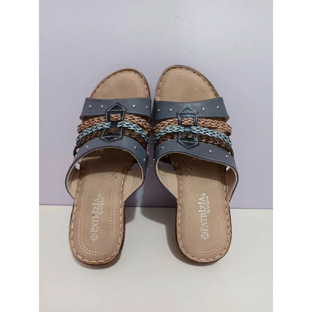 Patriza Pitaya Blue Braided Wedge Sandals Sz 6.5 (37)